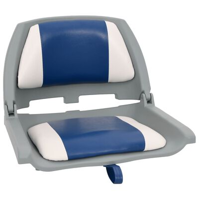 vidaXL Ensemble de sièges de bateau pliables 4 pcs oreiller bleu blanc