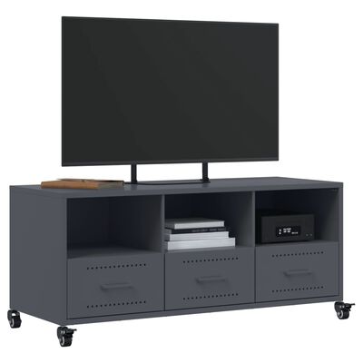 vidaXL Meuble TV anthracite 100,5x39x43,5 cm acier