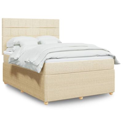 vidaXL Sommier à lattes de lit avec matelas Crème 140x190 cm Tissu