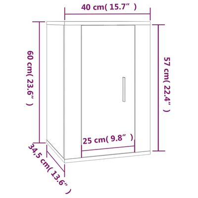 vidaXL Meuble TV mural Sonoma gris 40x34,5x60 cm