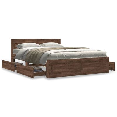 vidaXL Cadre de lit et tête de lit sans matelas chêne marron 120x190cm