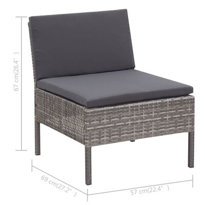 vidaXL Salon de jardin 3 pcs avec coussins Résine tressée Gris