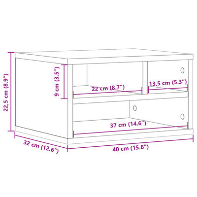 vidaXL Support d'imprimante blanc 40x32x22,5 cm bois d'ingénierie