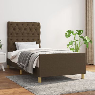 vidaXL Cadre de lit avec tête de lit marron foncé 80x200 cm Tissu