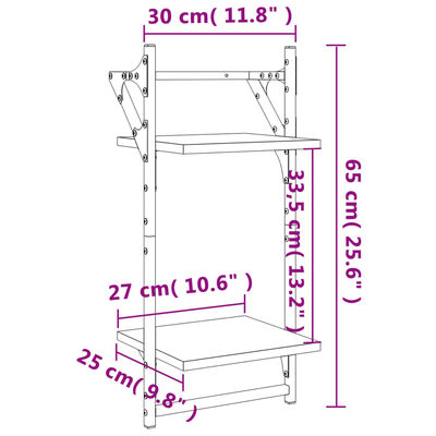 vidaXL Étagères murales à 2 niveaux avec barres 2 pcs chêne sonoma