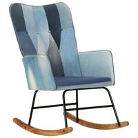 vidaXL Chaise à bascule Denim Bleu Toile patchwork