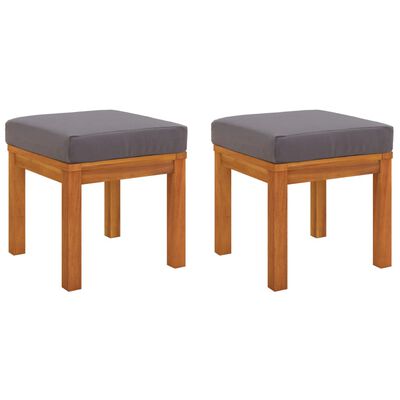 vidaXL Tabourets de jardin et coussins 2 pcs 40x40x42 cm Acacia solide