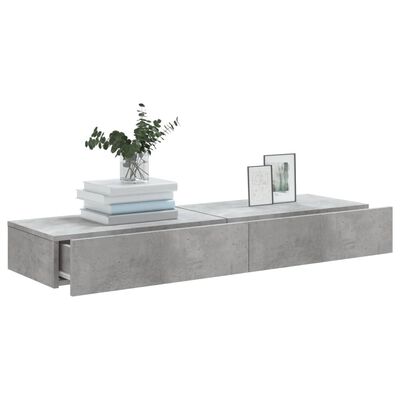 vidaXL Meubles TV avec lumières LED 2 pcs gris béton 60x35x15,5 cm