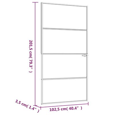 vidaXL Porte d'intérieur Blanc 102x201,5 cm Trempé verre aluminium fin