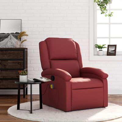 vidaXL Fauteuil de massage inclinable Rouge bordeaux Similicuir