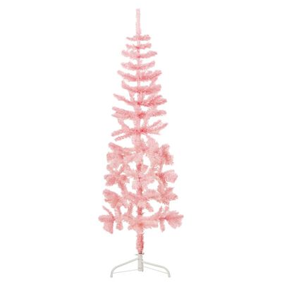 vidaXL Demi sapin de Noël artificiel mince avec support Rose 120 cm