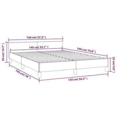 vidaXL Cadre de lit avec tête de lit Gris 140x190 cm Similicuir