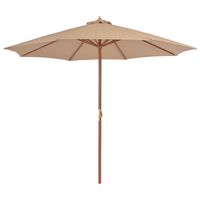 vidaXL Parasol d'extérieur avec mât en bois 300 cm Taupe