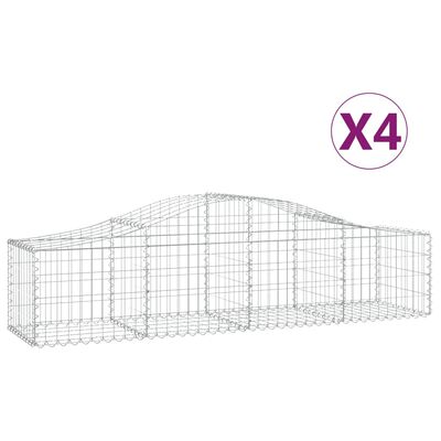 vidaXL Paniers à gabions arqués 4 pcs 200x50x40/60 cm fer galvanisé