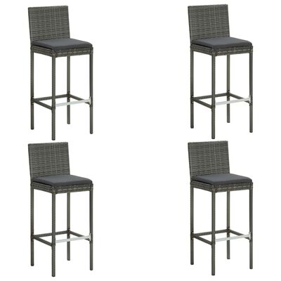 vidaXL Ensemble de bar de jardin 5 pcs et coussins Résine tressée Gris