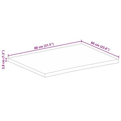 vidaXL Dessus de table à bord vivant 80x60x3,8 cm bois massif manguier