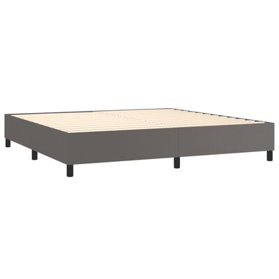 vidaXL Sommier à lattes de lit matelas LED Gris 200x200 cm Similicuir