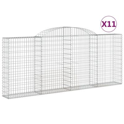 vidaXL Paniers à gabions arqués 11 pcs 300x30x120/140 cm fer galvanisé