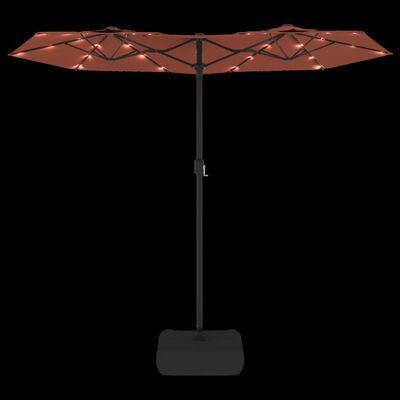 vidaXL Parasol de jardin à double tête avec LED terre cuite 316x240 cm