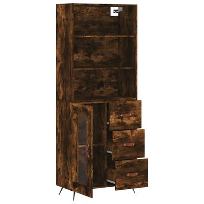 vidaXL Buffet haut Chêne fumé 69,5x34x180 cm Bois d'ingénierie