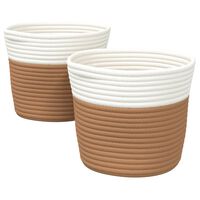 vidaXL Paniers de rangement 2 pcs marron et blanc Ø24x18 cm coton