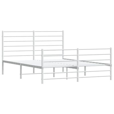 vidaXL Cadre de lit métal sans matelas et pied de lit blanc 140x190 cm