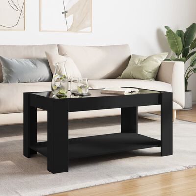 vidaXL Table basse avec LED noir 93x53x45 cm bois d'ingénierie