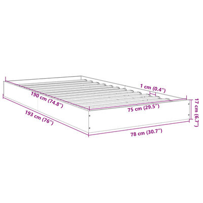 vidaXL Cadre de lit sans matelas sonoma gris 75x190 cm