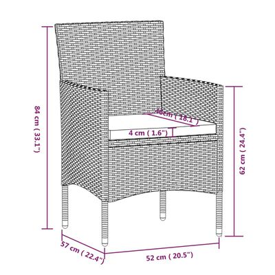 vidaXL Ensemble à manger de jardin et coussins 9pcs Gris/noir