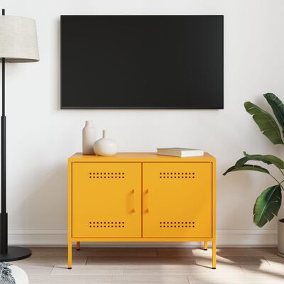 vidaXL Meuble TV jaune moutarde 68x39x50,5 cm acier