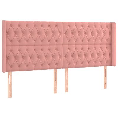 vidaXL Tête de lit à LED Rose 203x16x118/128 cm Velours