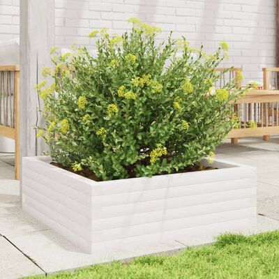 vidaXL Jardinière blanc 70x70x23 cm bois de pin massif