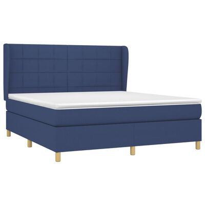 vidaXL Sommier à lattes de lit avec matelas Bleu 160x200 cm Tissu