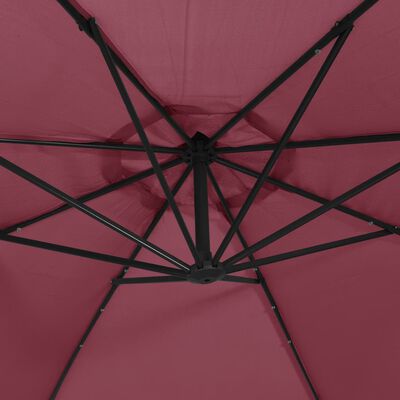 vidaXL Parasol de jardin en porte-à-faux lumières LED rouge bordeaux