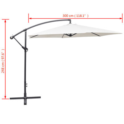 vidaXL Parasol de jardin en porte-à-faux 3 m blanc sable