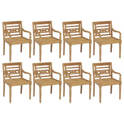 vidaXL Chaises Batavia lot de 8 Bois de teck solide