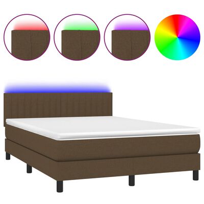 vidaXL Sommier à lattes de lit matelas et LED Marron foncé 140x190 cm