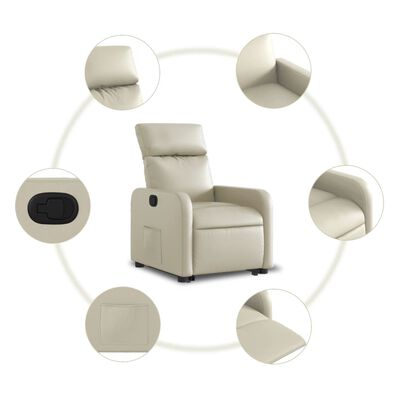 vidaXL Fauteuil inclinable Crème Similicuir