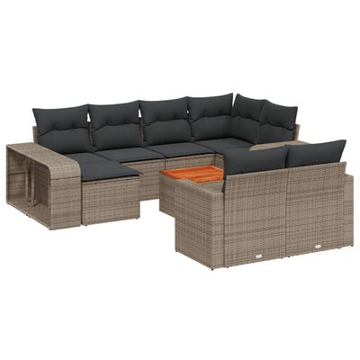 vidaXL Salon de jardin 11 pcs avec coussins gris résine tressée