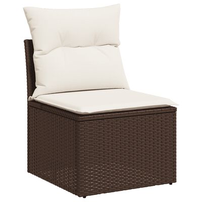 vidaXL Salon de jardin 4 pcs avec coussins marron résine tressée