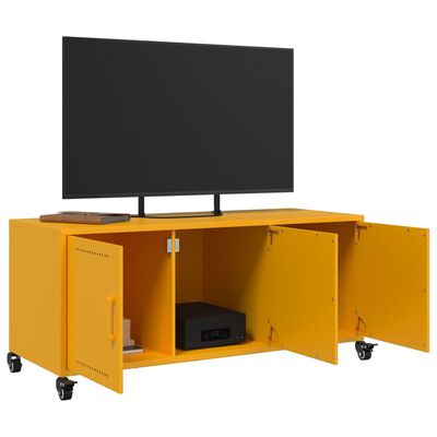 vidaXL Meuble TV jaune moutarde 100,5x39x43,5 cm acier