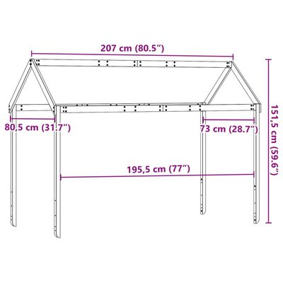 vidaXL Toit de lit pour enfants 207x80,5x151,5 cm bois de pin massif