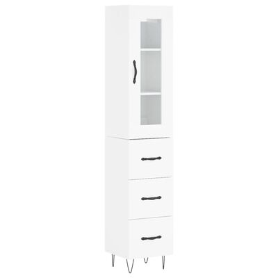 vidaXL Buffet haut Blanc brillant 34,5x34x180 cm Bois d'ingénierie