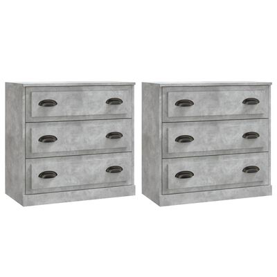 vidaXL Buffets 2 pcs gris béton bois d'ingénierie