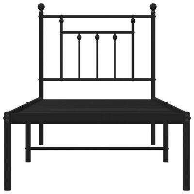 vidaXL Cadre de lit métal sans matelas avec tête de lit noir 75x190 cm