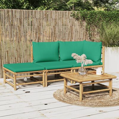 vidaXL Salon de jardin 3 pcs avec coussins vert bambou