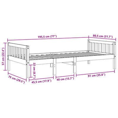 vidaXL Lit pour enfants sans matelas blanc 75x190cm bois de pin massif