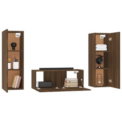 vidaXL Ensemble de meubles TV 3 pcs Chêne marron Bois d'ingénierie