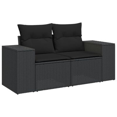 vidaXL Salon de jardin 9 pcs avec coussins noir résine tressée