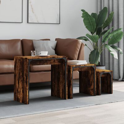 vidaXL Tables basses gigognes 3 pcs chêne fumé bois d'ingénierie